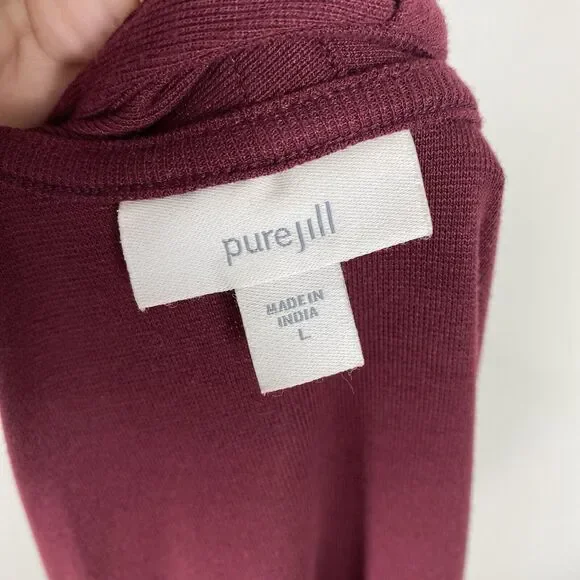 Pure Jill Womens Bordeaux Cardigan Sweater Sz Large Multi-Way Wrap Burgundy - Picture 7 of 8